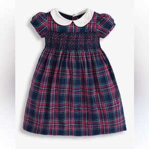 JoJo Maman Bébé Navy Smocked Tartan Party Dress red and blue plaid 4T 5T